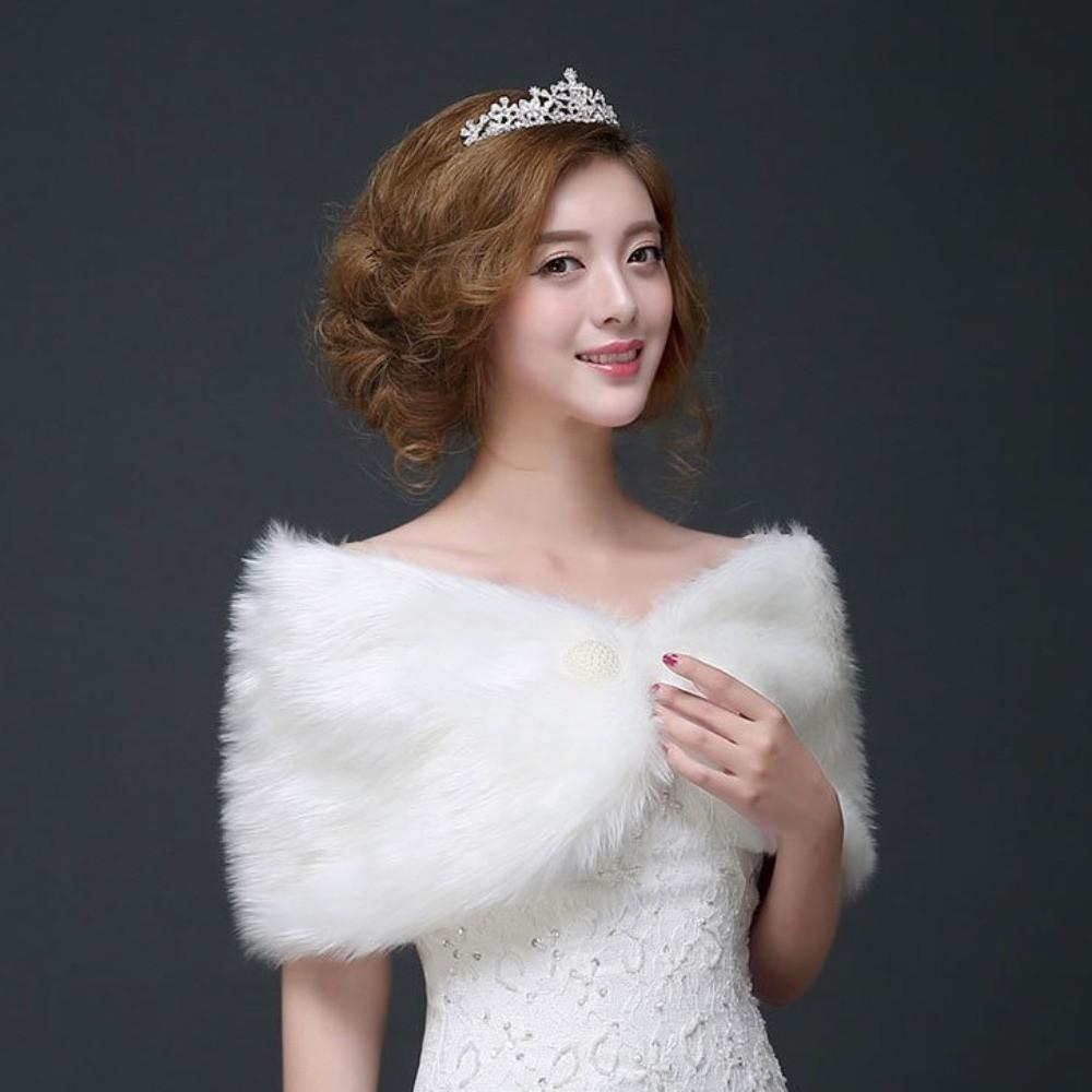 Ticken Warm Wedding Faux Fur Shawl Faux Fur Rabbit Fur Scarves Soft Cloak Plush Shawl  Women