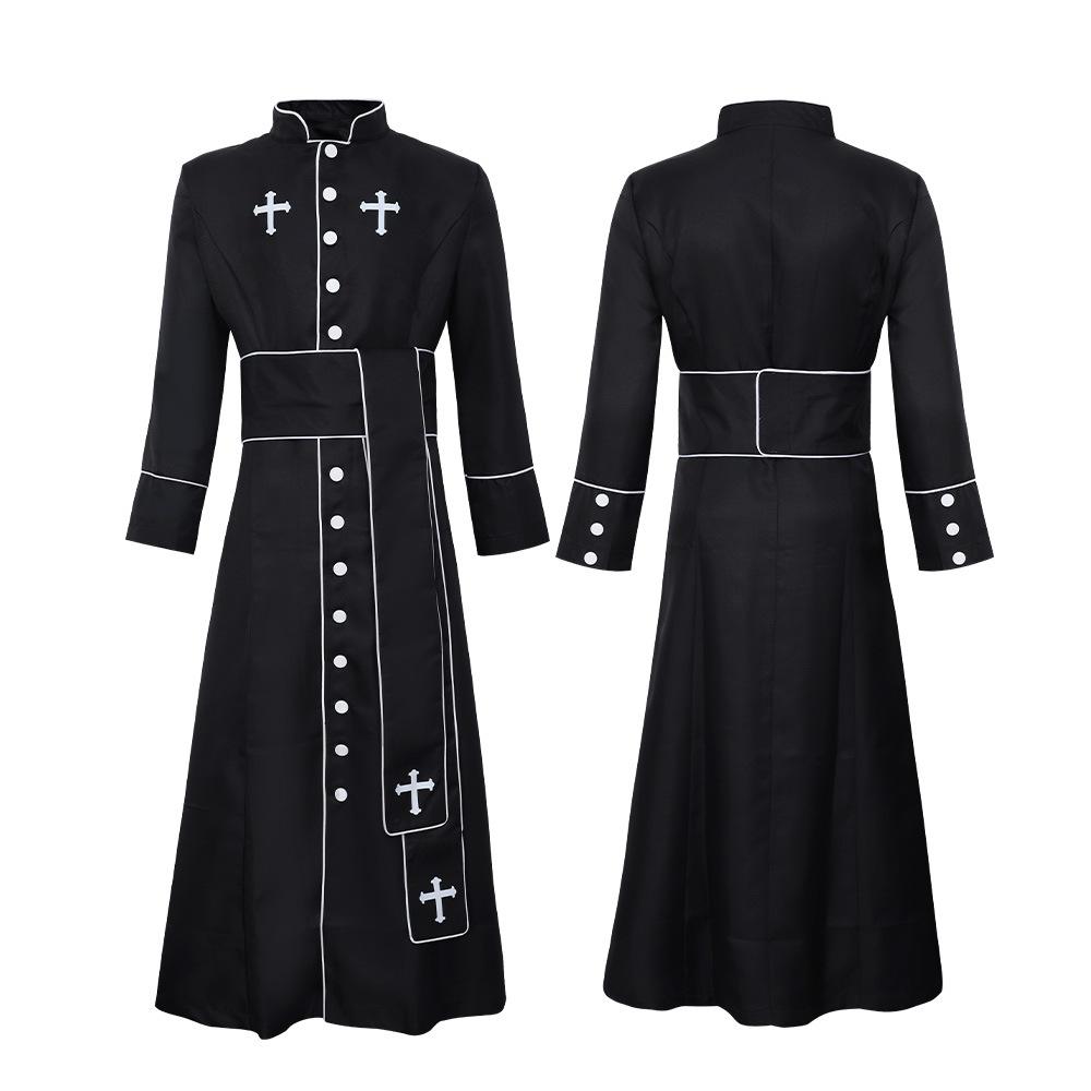Medieval clergy cos suit priest priest robe roman jumpsuit stand-up collar play costume S(adult)