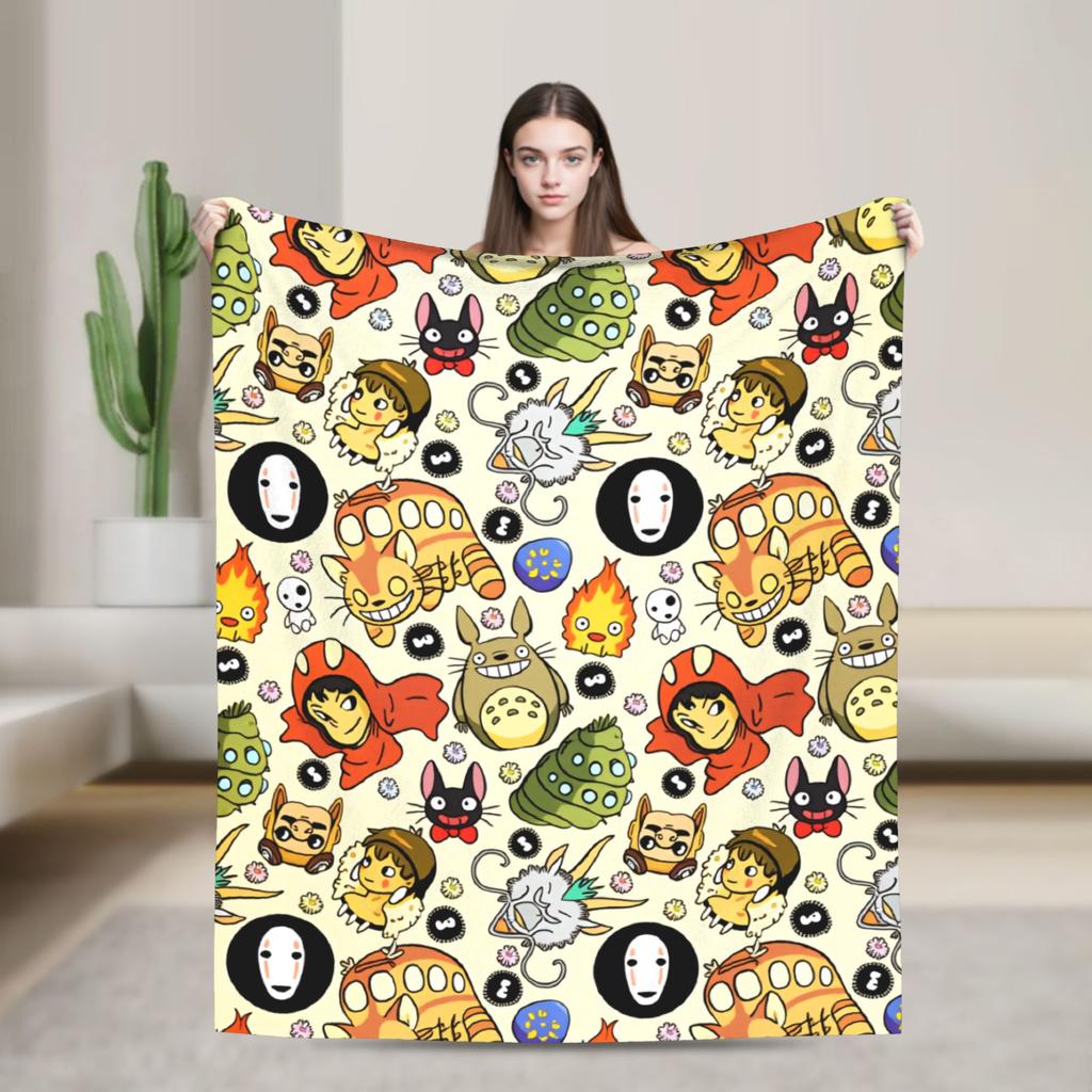 Japanese Blanket T-Totoros Travel Flannel Throw Blanket For Couch Bed Soft Custom DIY Quality Bedspread Gift Idea