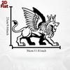 1pc Metal Winged Lion Wall Art, Mythical Iron Sculpture for New Year Christmas Gift, Weatherproof Home Garden Fence Decor