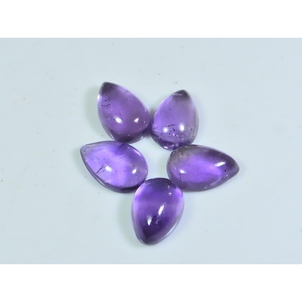 8X12MM Natural Amethst Ring Size Pear Cabochon Loose Gemstone 5Pcs Lot 15Cts A-468