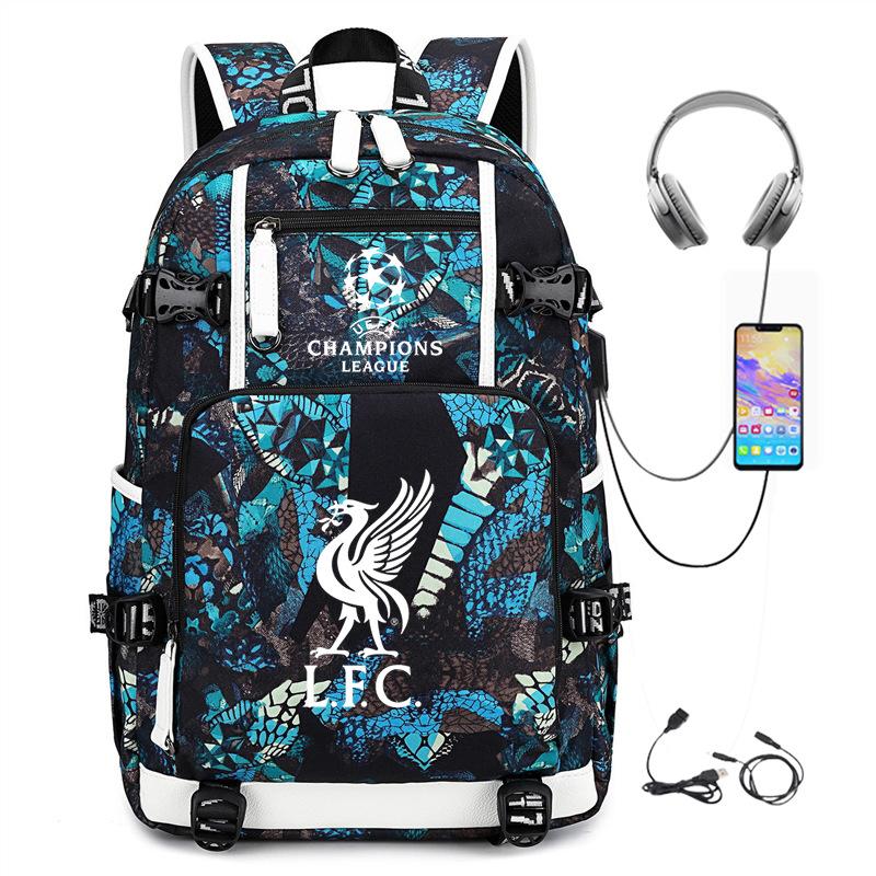 Football Printed Student Backpack Multifunctional Usb Interface Large Capacity Leisure Travel Backpack