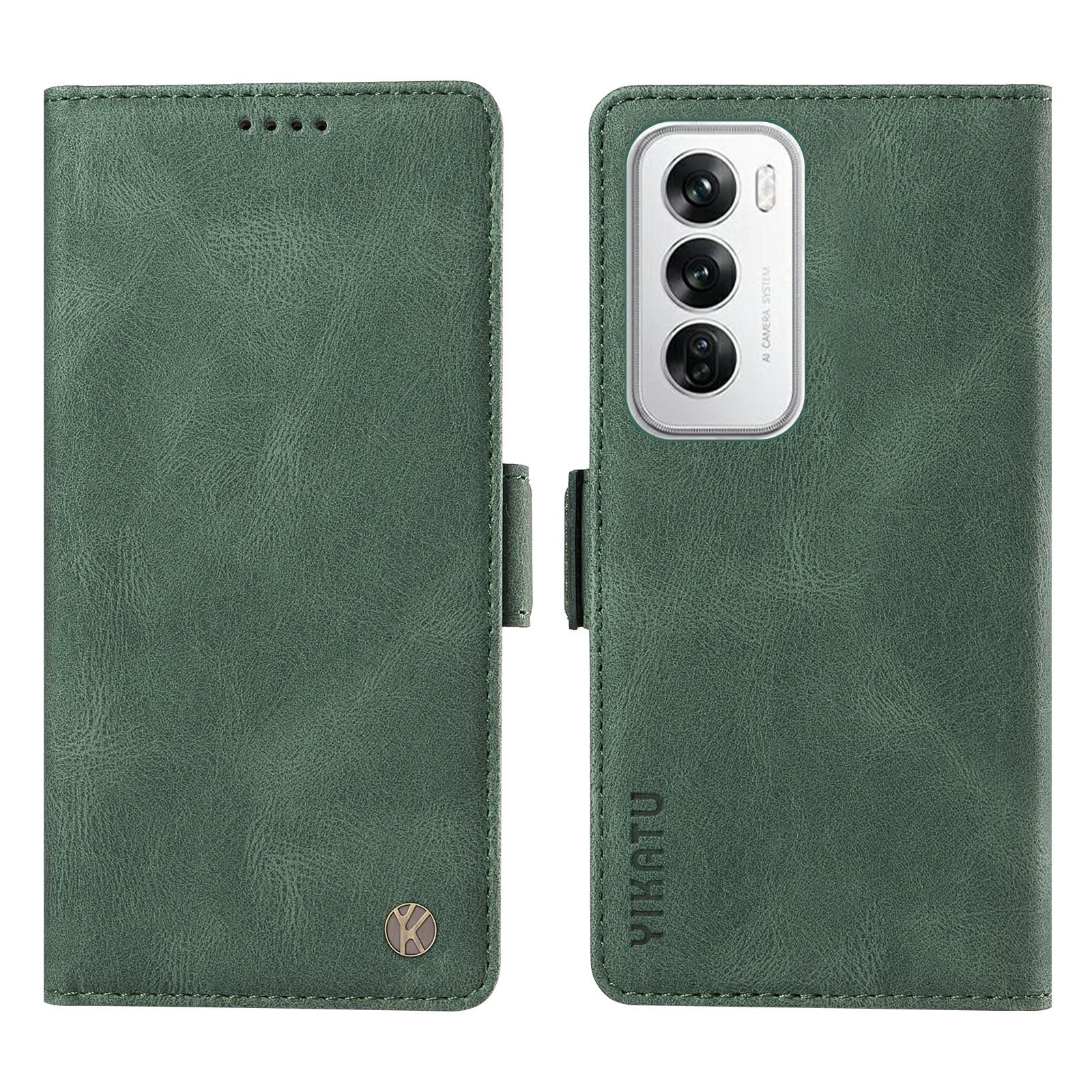

For Oppo Reno12 5G (Global) Leather Phone Case Side Magnetic Clasps Green