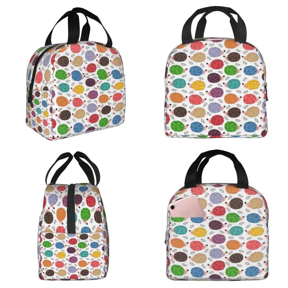 Colorful Hedgehogs Illustration Insulated Lunch Bag for Women Office Cooler Thermal Food Box Tote Portable Lunch Boxes Container