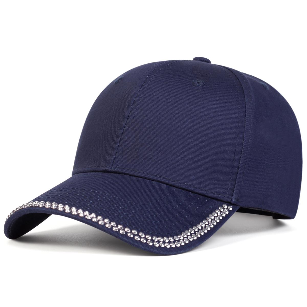 Unisex Baseballpetten met Diamantversierde Rand Lente Herfst Buiten Verstelbaar Casual Petten Zonbescherming Pet blue