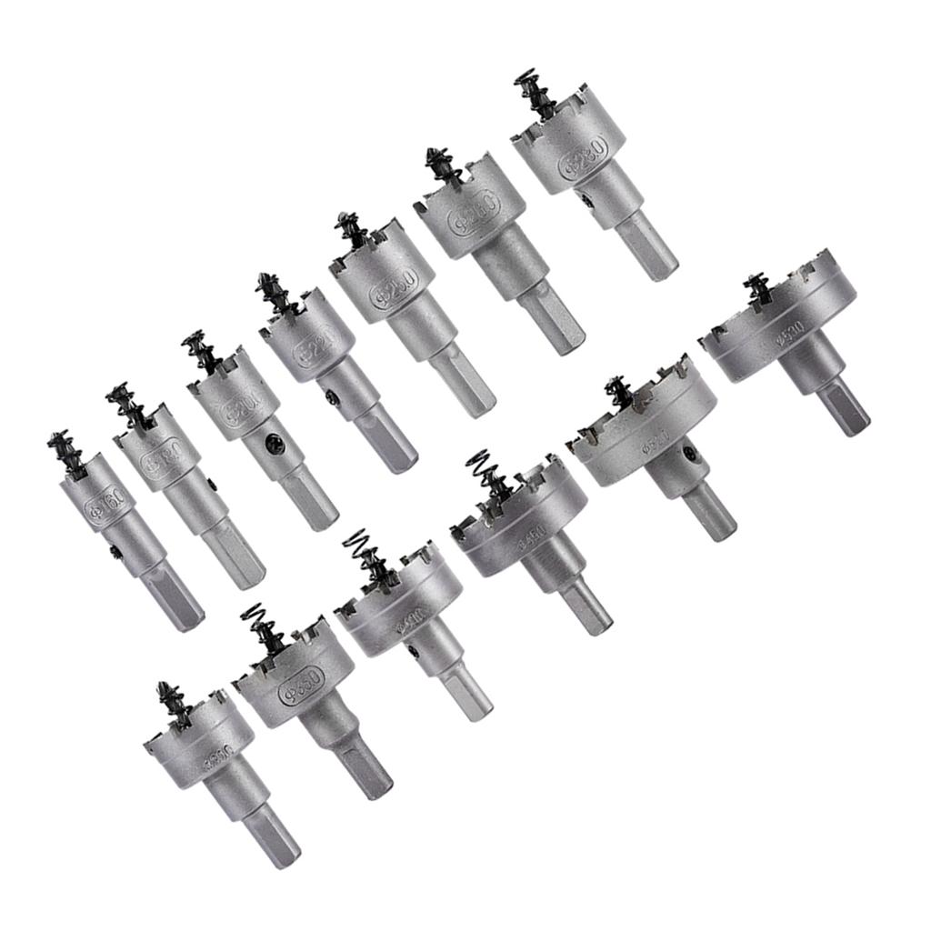 13pcsset 16 18 20 22mm Carbide Tip TCT Drill Bit Hole Saw Set Stainless Steel