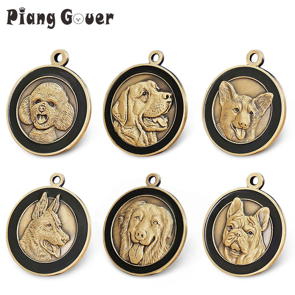 Benutzerdefinierte Hundemarke Personalisierte Hundemarke Golden Retriever Schild Retro Haustierhalsband Zubehör Name DIY Für Welpen Halsketten Anhänger