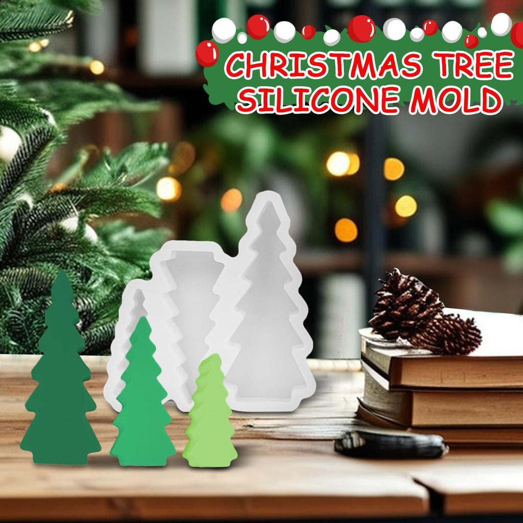 Christmas Tree Mold for Resin 3-pieces Christmas Tree Decoration Molds Home Decor Seasonal Crafting Accessories for Enthusiasts