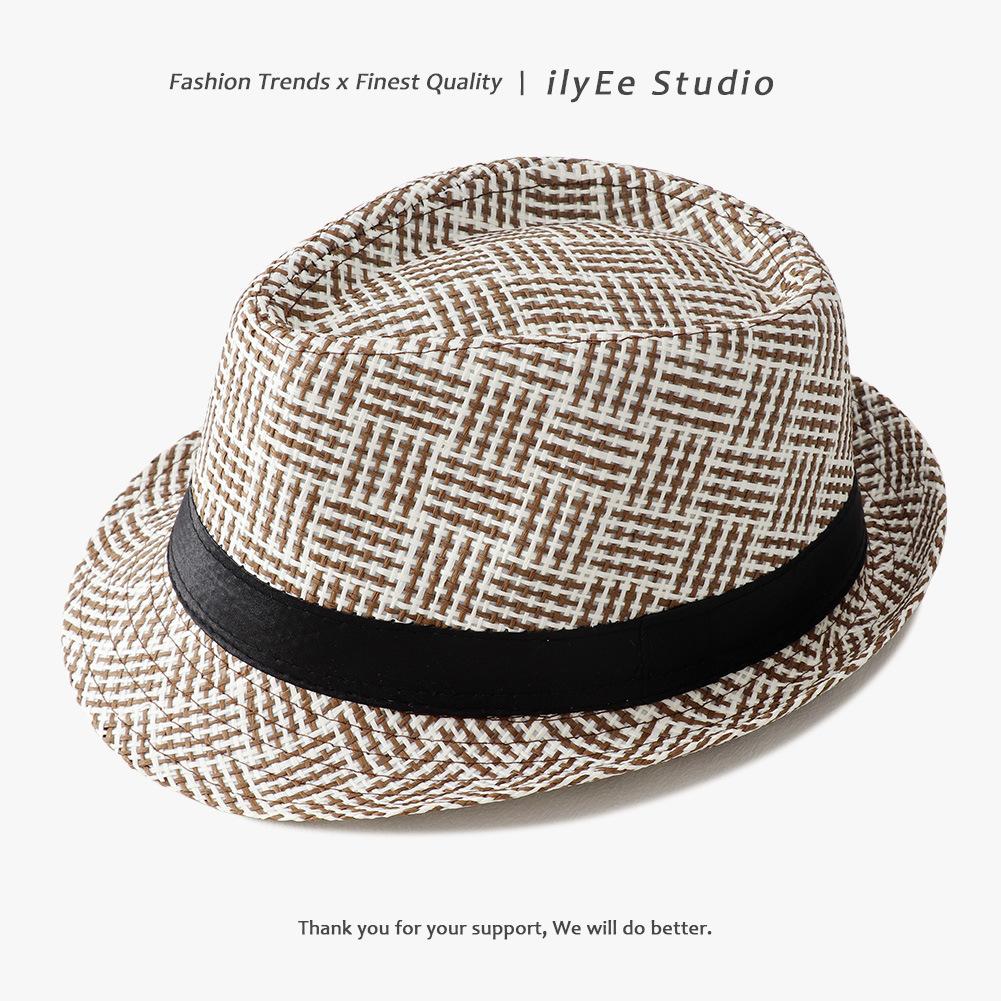 Men's Panama Straw Hat Summer New British Jazz Hat Women's Sunshade Sun Protection Beach Flat Top Hat