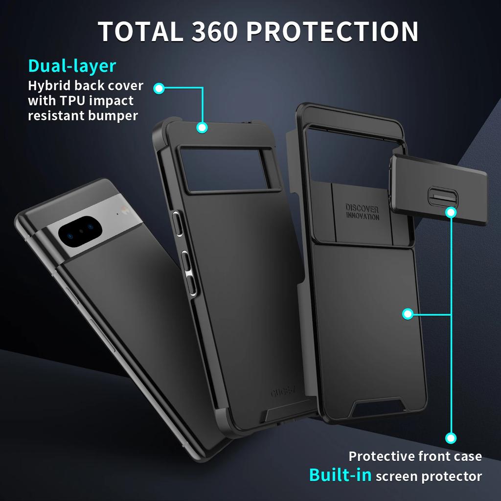 New Shockproof Hybrid Dual Layer Case for Google Pixel 9 Pro XL Slide Camera Protetion Cover for Google Pixel 8 7 Pro 8A 6A Case