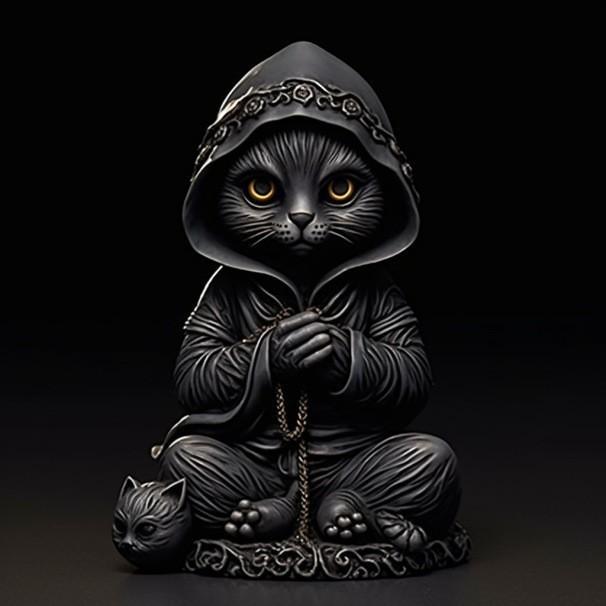 Charming Black Cat Wizard Resin Decorative Piece For Festive Home Accents