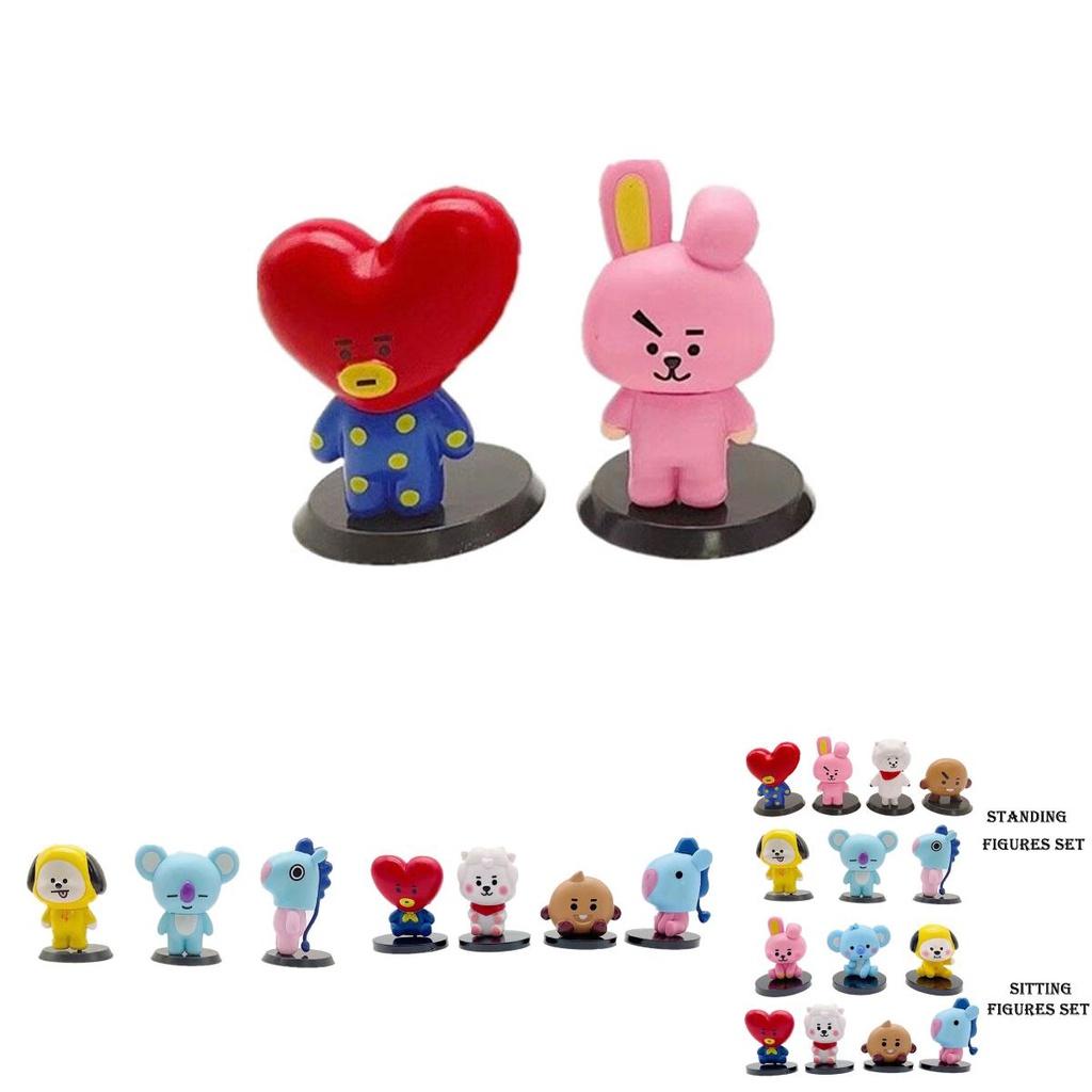 Bts Bt21 7pcs/set Baby Monitor Figures Ornaments Cake Topper Toys Gift