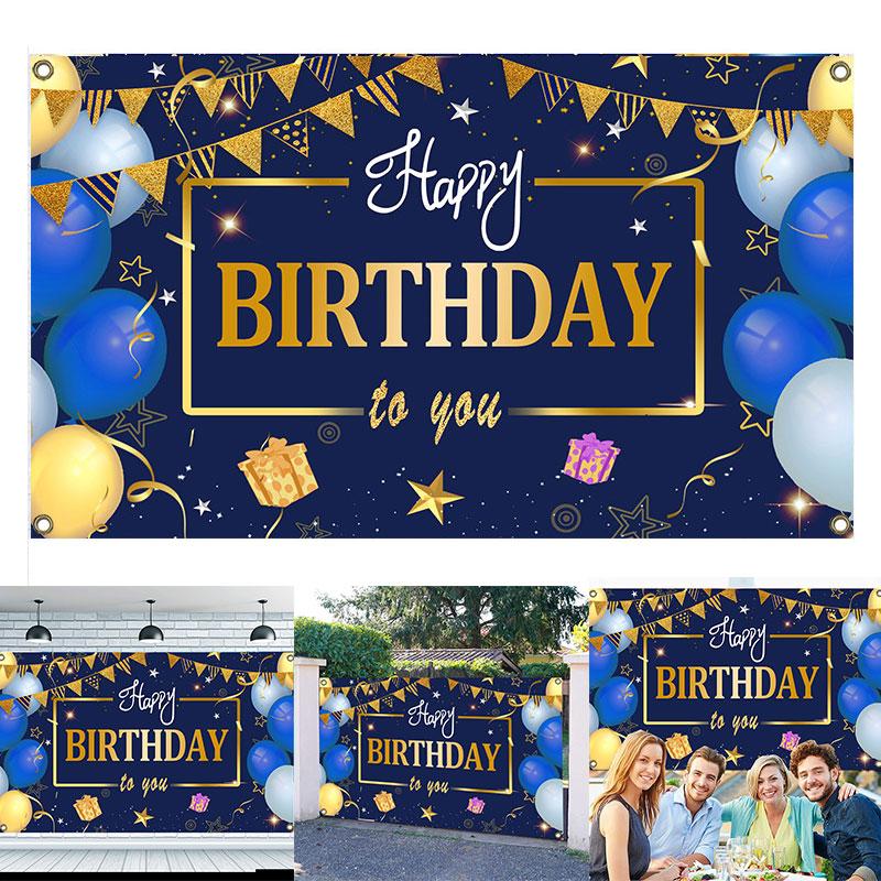 Happy Birthday Backdrop Banner Background Cloth Props Party Decorate