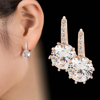 New Vintage Earrings Rose Gold Crystal Bling Drop Earrings for Women Girls Christmas Gift Fashion Wedding Jewelry