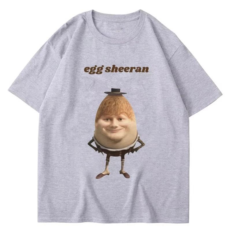 Camiseta Gráfica Divertida de Huevo Ed Sheeran Meme Algodón Transpirable Casual Manga Corta Hombres Mujeres Camisetas Ropa Urbana Regalo