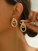 1pair Fashionable Gold Tone Metal Multi-Turn Knotted Design Stud Earrings for Women, Double Hoop Studs, Statement Dangling Earrings, Unique Earrings