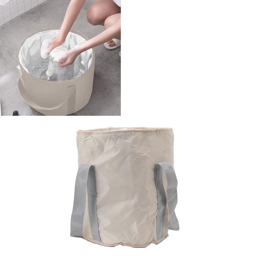 Foldable Foot Tub Polyester Double Layer Collapsible Camping Bucket with Storage Bag for Outdoor