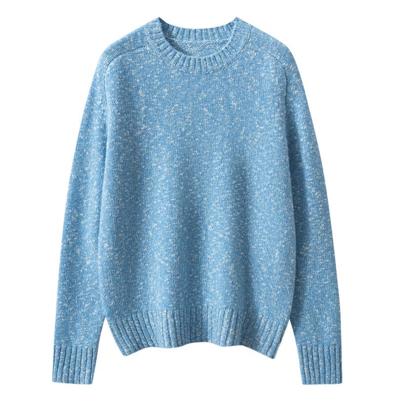 Women's Retro Loose Fit Cashmere Sweater - Plus Size Round Neck Pullover for Autumn/Winter