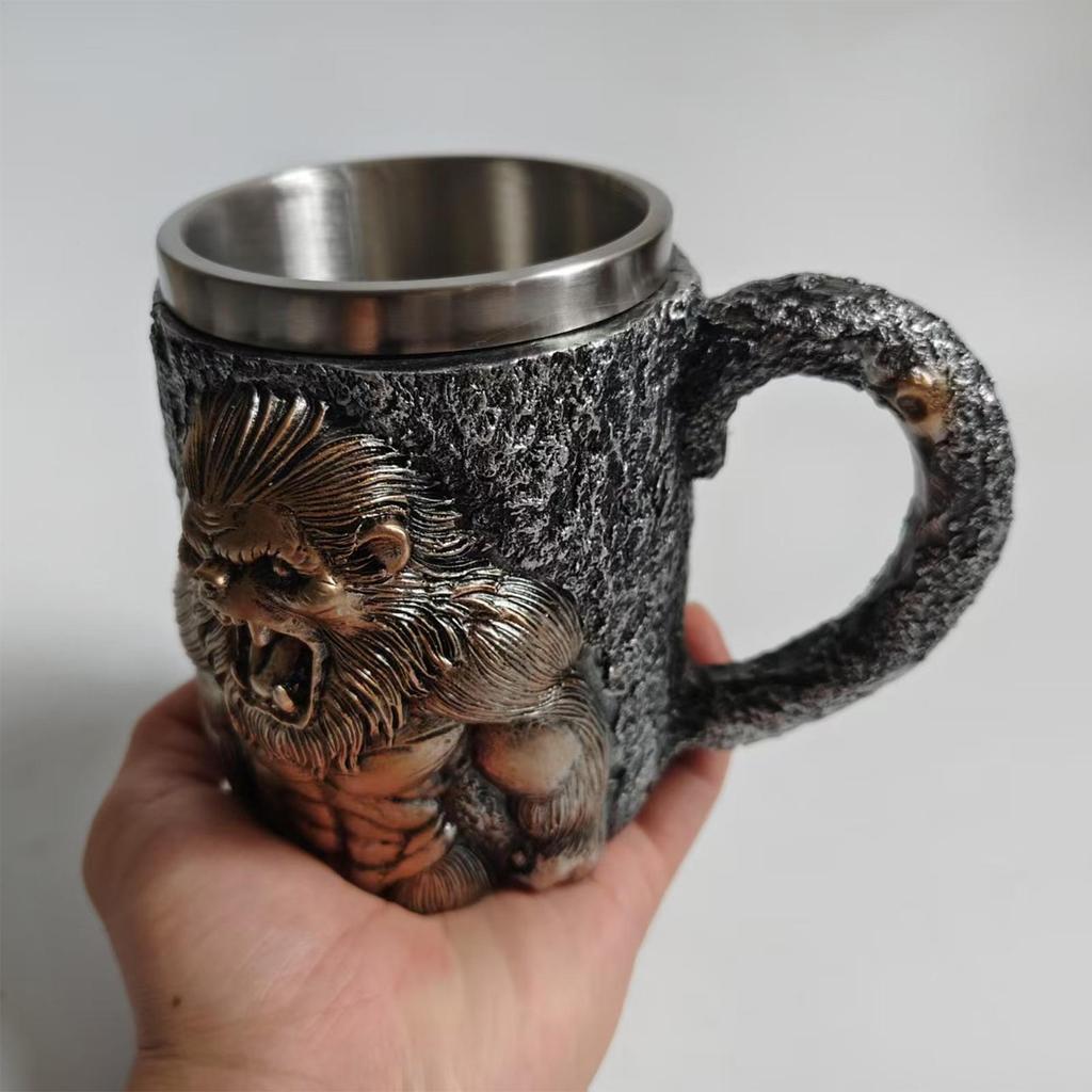 400ml Raging Ape Coffee Mug Novelty Cool Ape Resin Sculpture Beer Mug Party Decorations For Picnic Fishing Outdoor drinkware