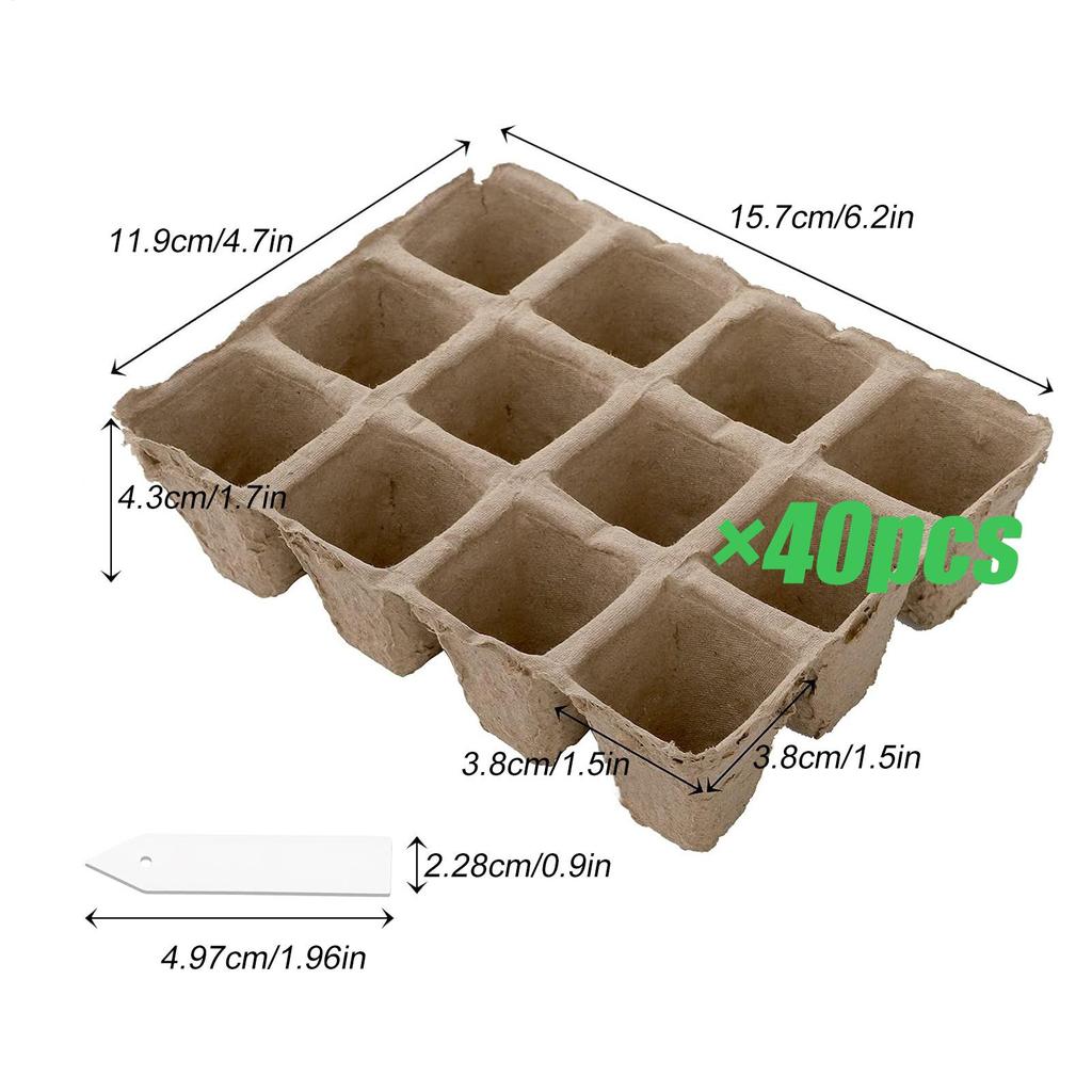 40pcs Peat Pot Seedling Tray Plantable Germination Cups With Labels For Vegetables Flowers Garden Backyard Balcony Greenhouse