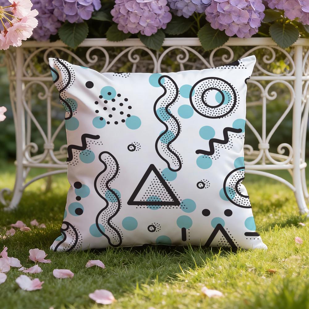 M-Memphis Seamless Patterns Cushion Cover Home & Car Dual-Scene Pillow Cover: Reversible for Premium Comfort
