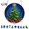 Stained Glass Window Art Christmas Acrylic Puzzle Suncatcher, Holiday Tree Snowman Stockings Red Bird Sun Catcher Suncatcher Kit for Adults,