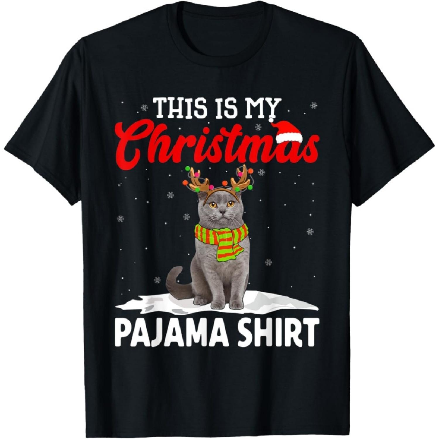 This Is My Christmas Pajama Shirt British Shorthair Cat Men Women Kids T-Shirt S