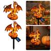 Seasonal Spooky Table Decoration Dragon Solar Garden Light, Halloween Night Resin Gothic Pumpkin Unique Gift for Lovers Statue, Medieval Fantasy