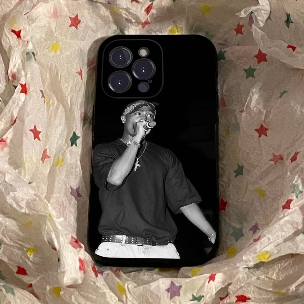 Rapper 2Pac Singer Tupac Square Matte Silicone Case For Iphone17 Air 16 15 14 13 12 11 Pro Max Plus Matte Basic Cover Case