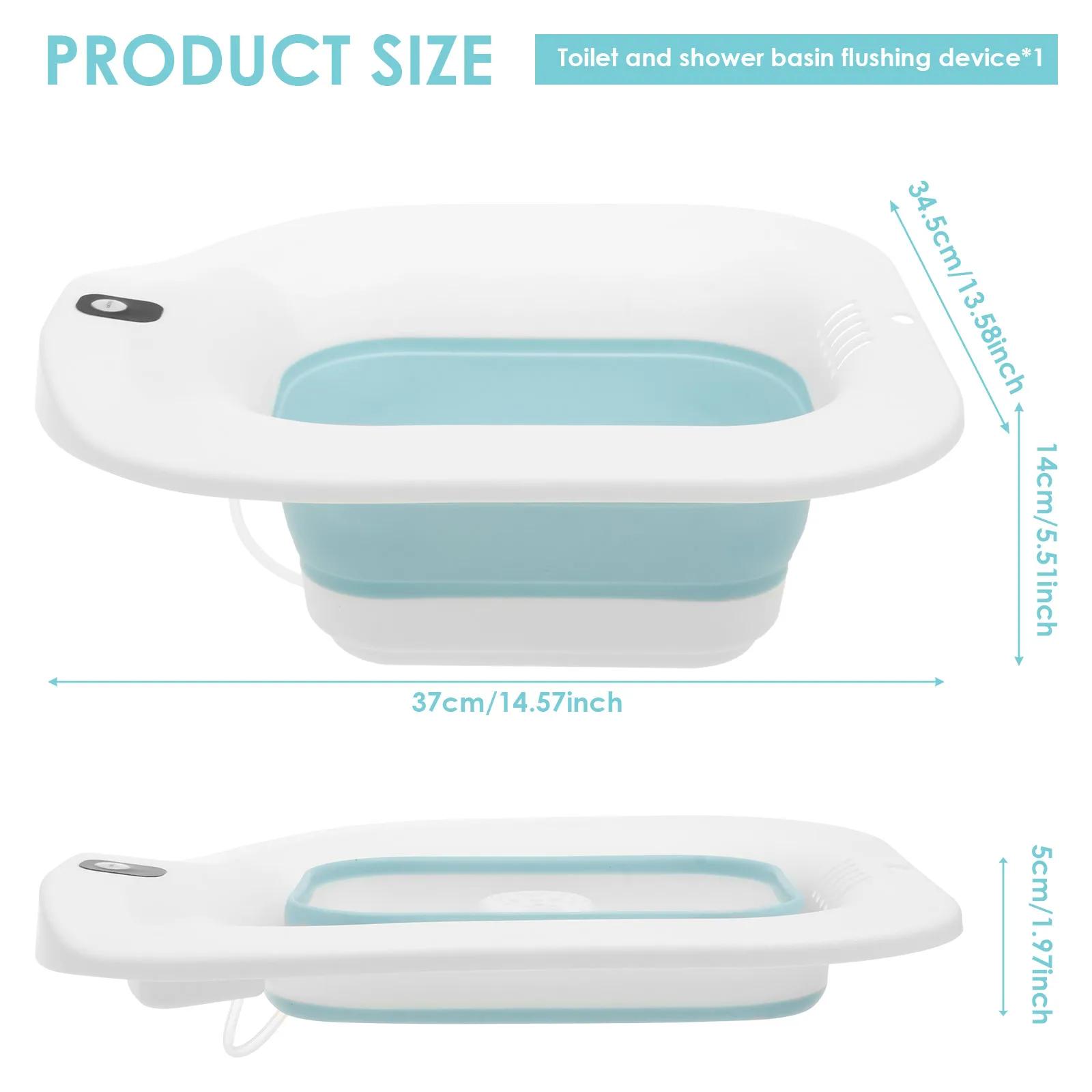 

Folding Portable Bathtubs Ergonomic Adjustable Water Spray Toilet Sitz Bath Soaking Basin for Pregnant Women Hemorrhoid Patients синій