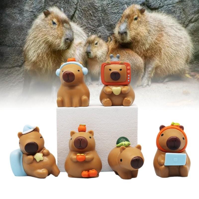 Adorable Capybara Figurine Cute Chubby Water Pig Creative Pvc Collectible Model Set