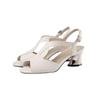 Damensandalen mit einem Riemen, dicken Absätzen und spitzen Zehen, lässige Schuhe mit mittlerem Absatz