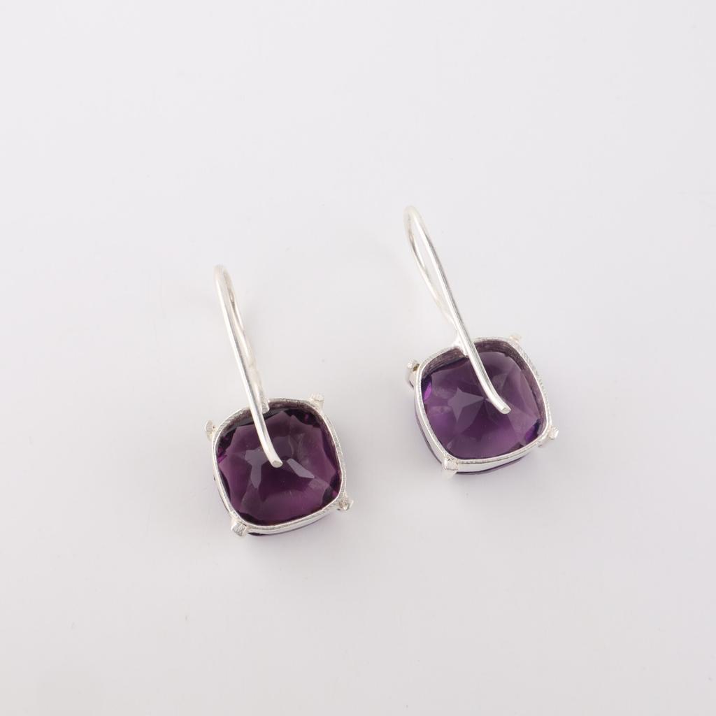 Amethyst Gemstone 925 Sterling Silver Jewelry Handmade Drop/Dangle Earrings 1" EE-172-4