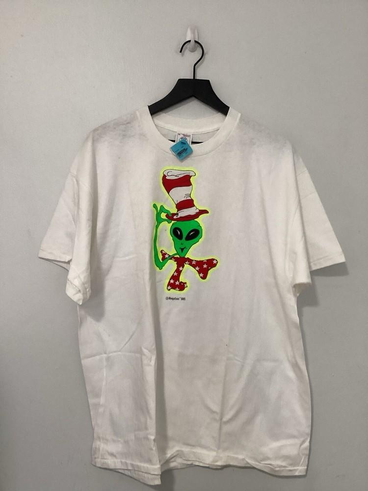 Vintage Alien Cat In The Hat Shirt Men’s XL Dr Seuss 90s Alienated Neon UFO 1994 Unisex T-Shirt XXXL
