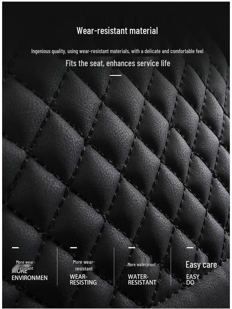 Four Seasons Universal Cartoon Leather Car Seat Cover - Odorless, Full Surround, for Five-Seat Cars.