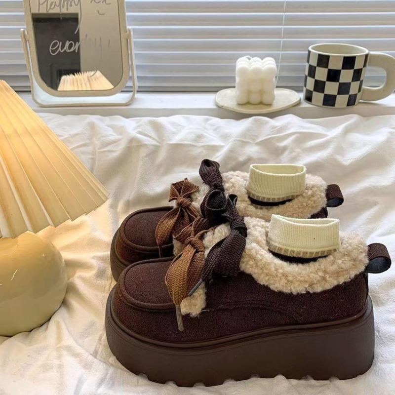 

Новые ретро женские флисовые ботинки на толстой подошве с хлопком 40 кофейный