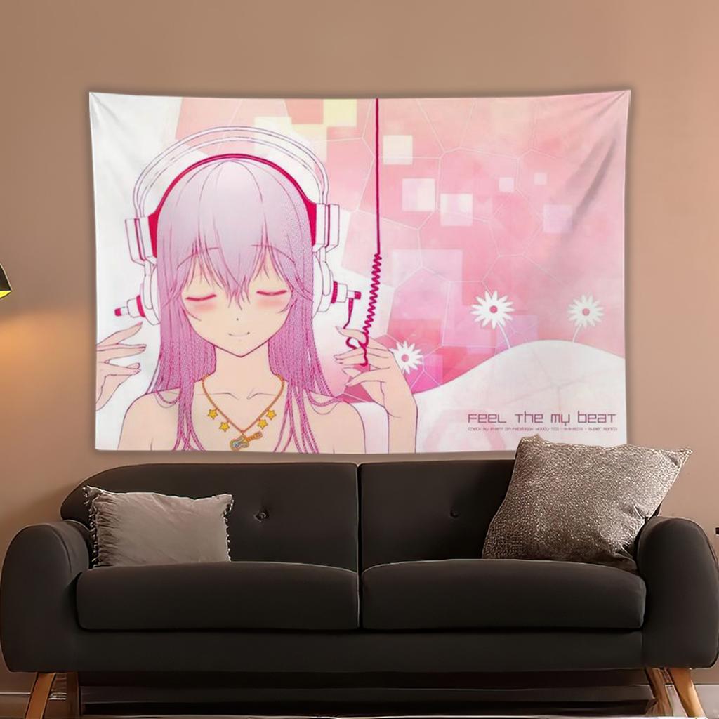 Japanese Anime Game Super Sonico Graphic Cute Cartoon Tapestry Room Decoration Home Decor Bedroom Wall Hanging Fabric
