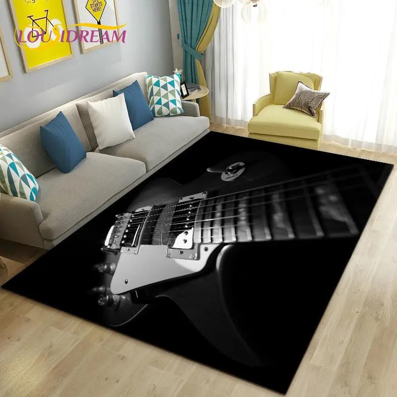 Classical Guitar Electric Guitar Area Rug Large,Carpet Rug for Living Room Bedroom Sofa Doormat Decoration, Non-slip Floor Mat