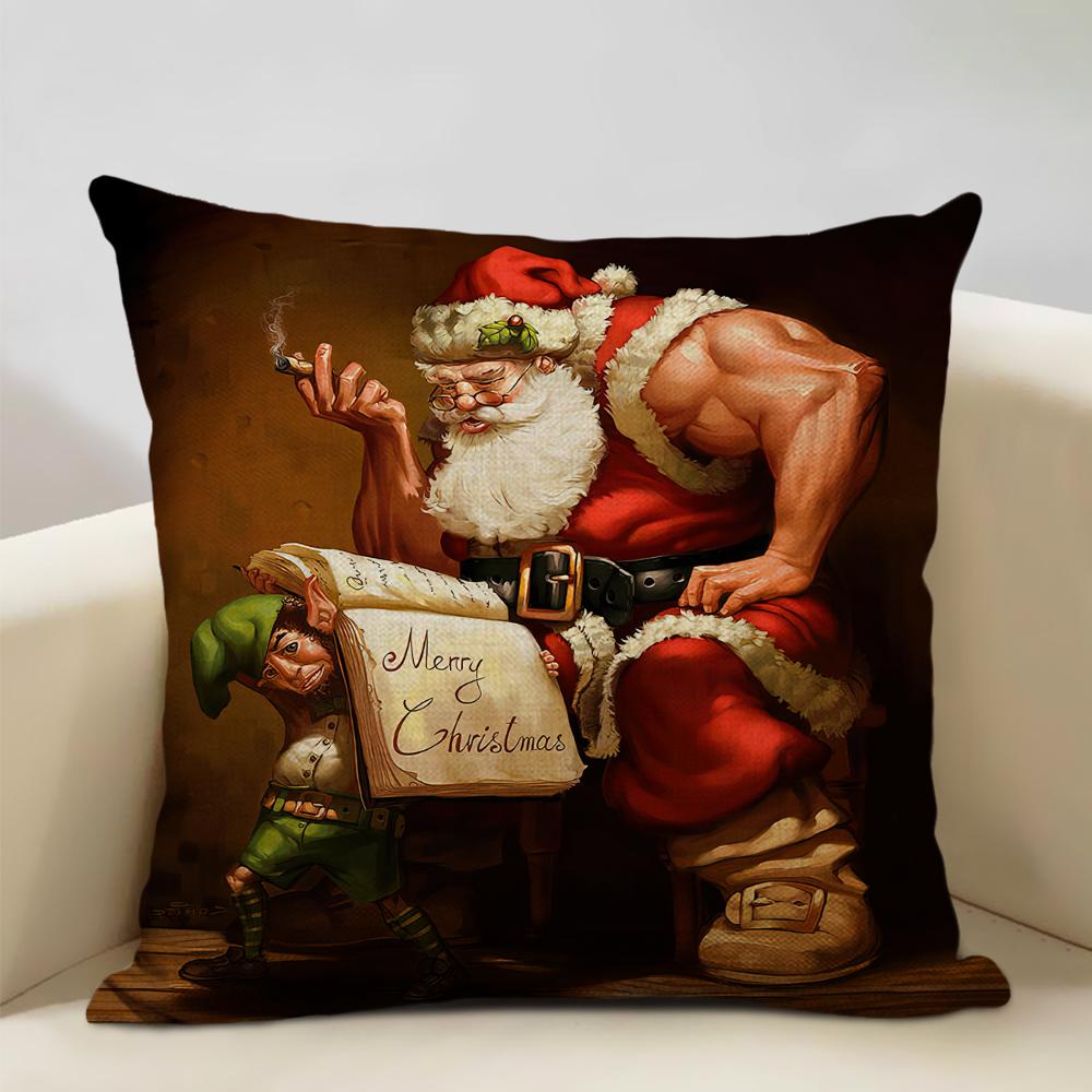Christmas Decorative Cushion Cover Santa Claus Snowman Pillow Case 45x45cm Pillowcase Happy New Year Home Decor