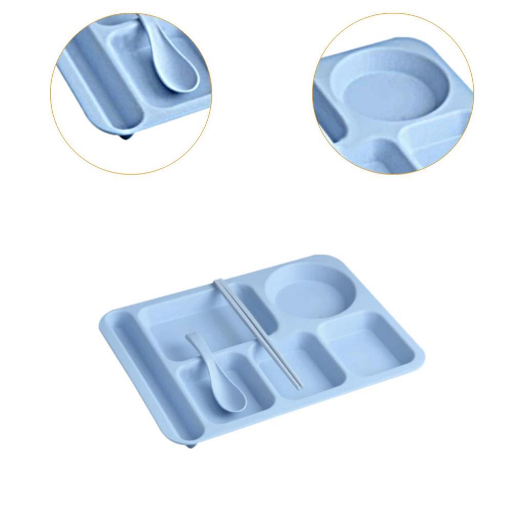 Dinner Plate Straw Lunch Snacks Dish Spoon Chopsticks Set