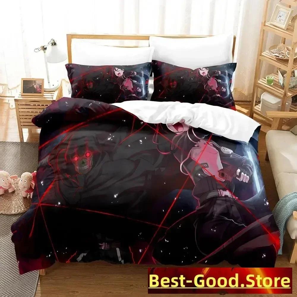 Sword Art Online Ii Bedding Set Cartoon Anime Three-Piece Set Adult Kid Bedroom Duvetcover Sets 3D Kawaii Roupas De Cama