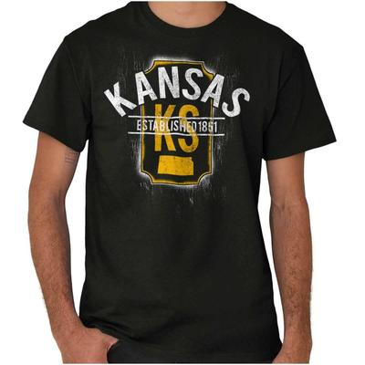 Vintage Kansas KS Klasyczny Pamiątka z Podróży Damska lub Męska Koszulka z Okrągłym Dekoltem Tee