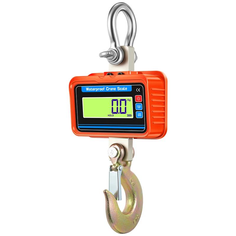 3000KG Waterproof Crane Scales Remote Control Heavy Duty Alloy Steel Hook Weighing Tools 3T LCD Display Electronic Hanging Scale оранжевый