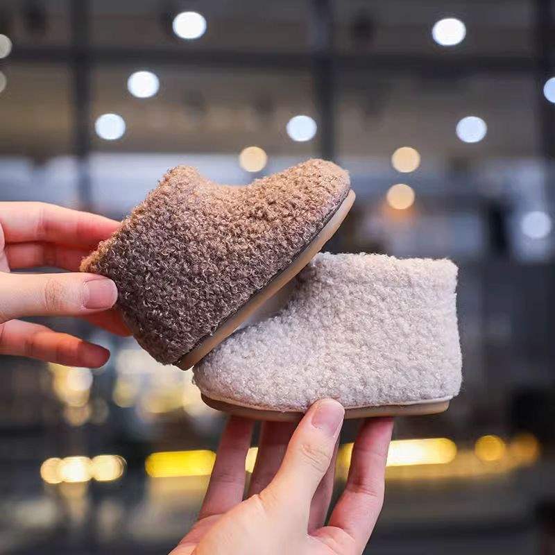 Baby Girl Fluffy Boots Princess Shoes Winter Plush Boots Girls Short Boots Soft Sole Baby Toddler Shoes Warm Cotton Shoes