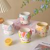 Hand-Painted Relief Ceramic Household Ceramic Cup Water Cup Creative Hand Cup Large Capacity Mug Milk Cup Breakfast Cup