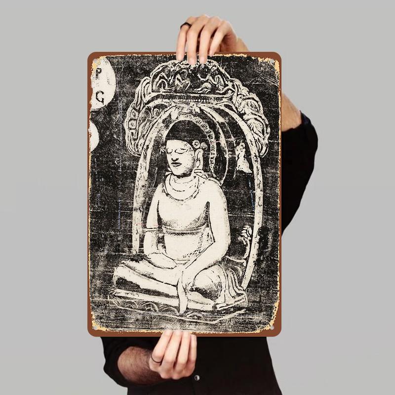 

Vintage Zen Buddha Metal Wall Art Southeast Asian Style Home Decorative Hanging Ornament 7.9x11.8In(20x30cm)