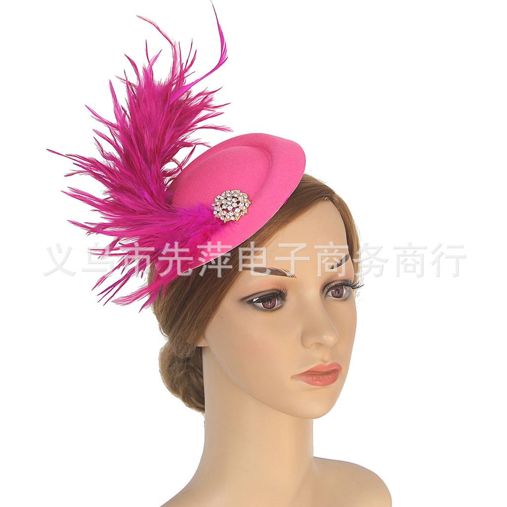 Vintage Bridal Hat With Feather Decor For Wedding And Cosplay