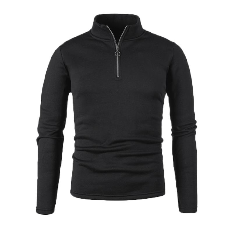 Zimowa męska bluza z rozpinanym dekoltem, jednolita, z golfem, bazowa, kurtka