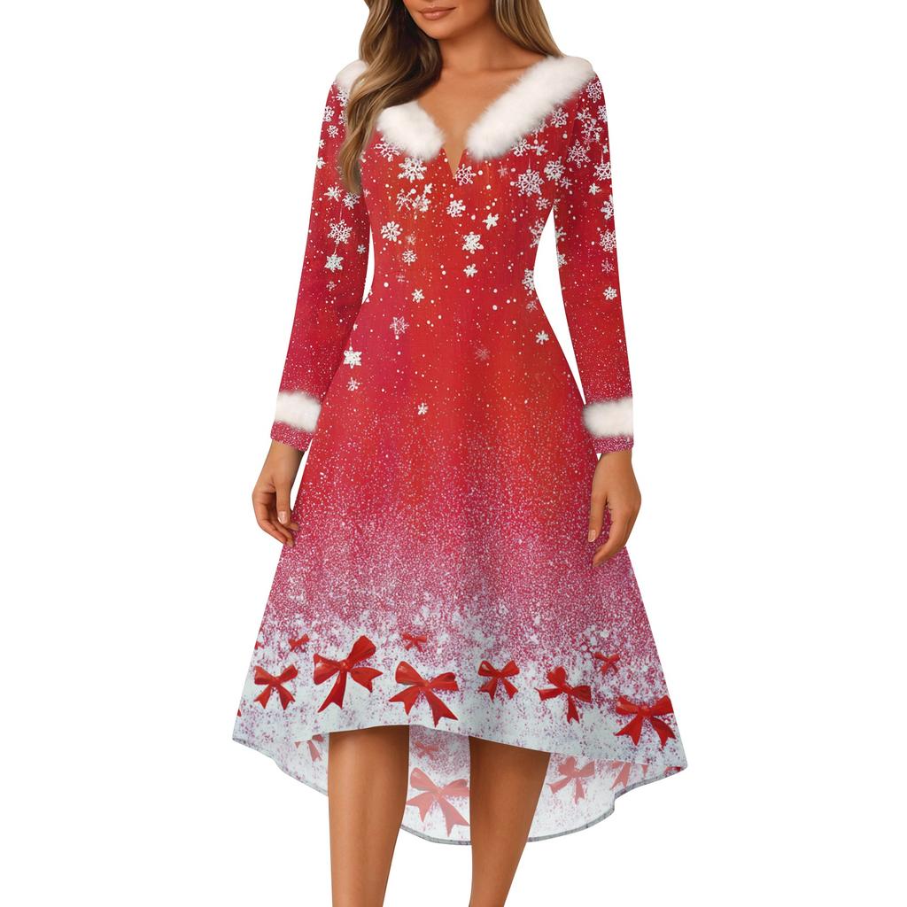 Christmas Party Printed Dresses For Women Vintage Christmas Midi Dress Casual Dresses Cocktail Dress Party Festive Dresses