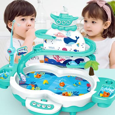 Children'S Diaoyutai Magnetic Recyclable Track, Electric Fishing Pool Play, Educational Toy Set